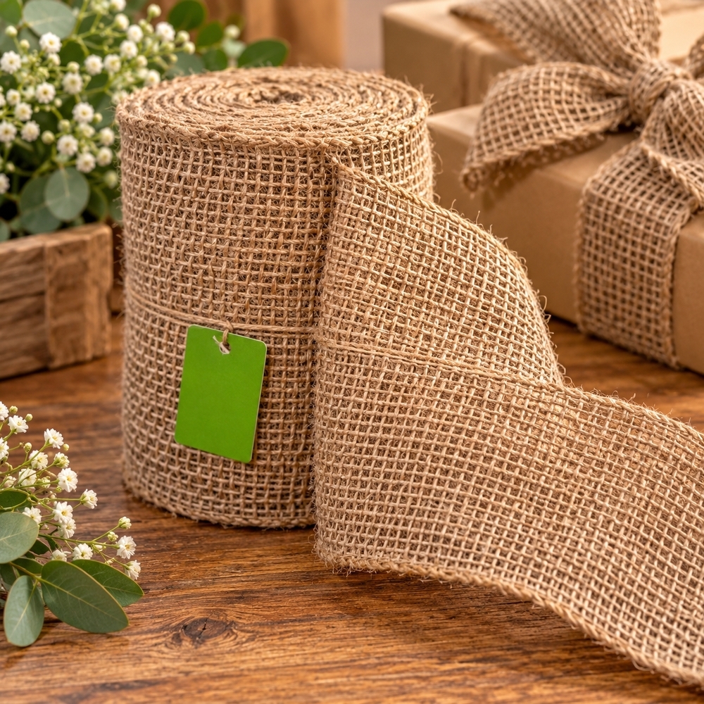 Deco Mesh Beige Jute Burlap Decorative Mesh Ribbon Roll Craft Wreath New